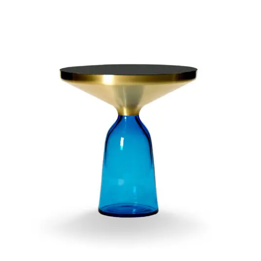 ClassiCon Bell Side Table mit mundgeblasenem Glasfuß und Kristallglaplatte