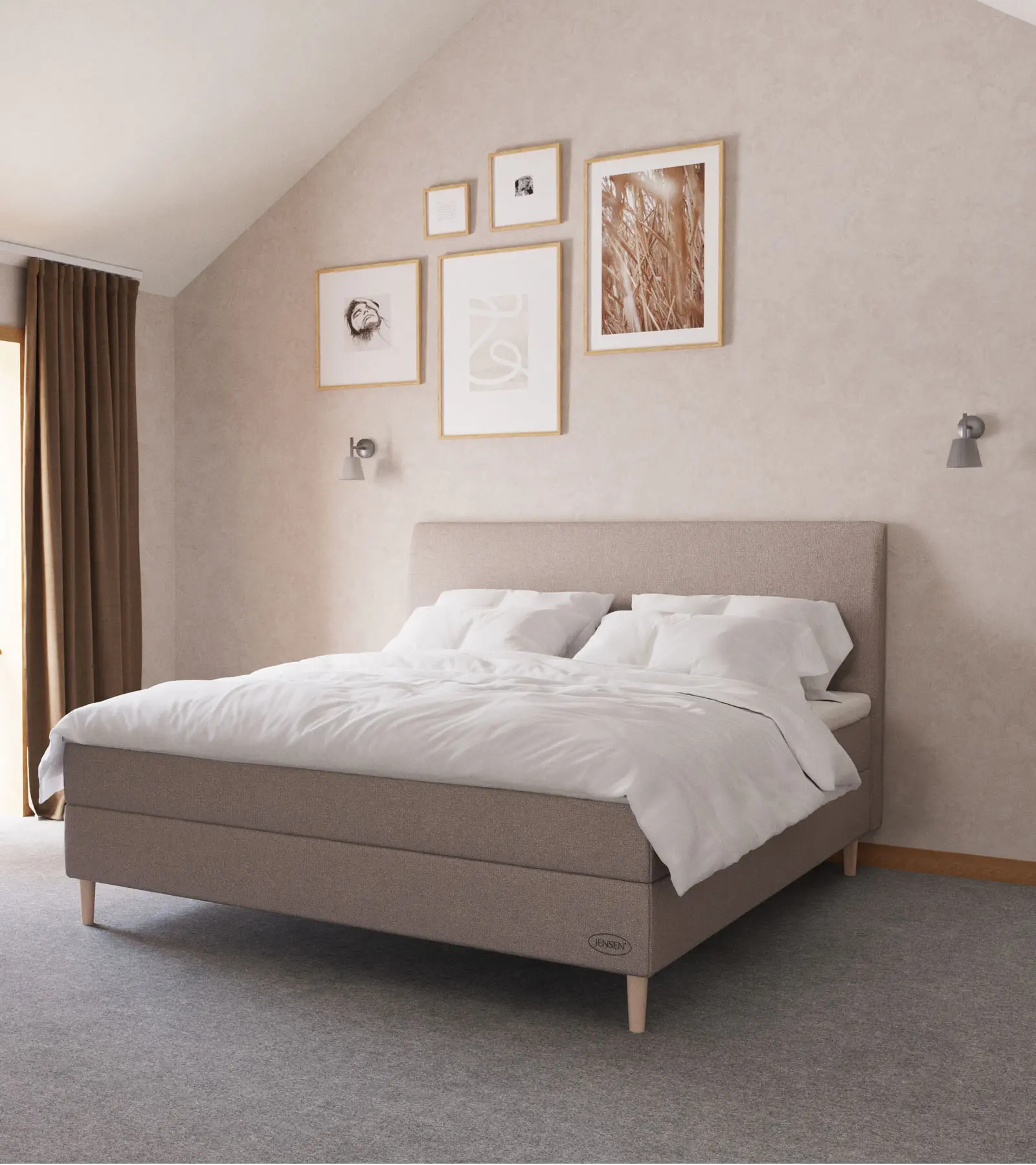 Jensen Diplomat Seamless Continental Bett mit Kopfteil Fenix 467 modernes, geradliniges Boxspringbett im skandinavischen Design.