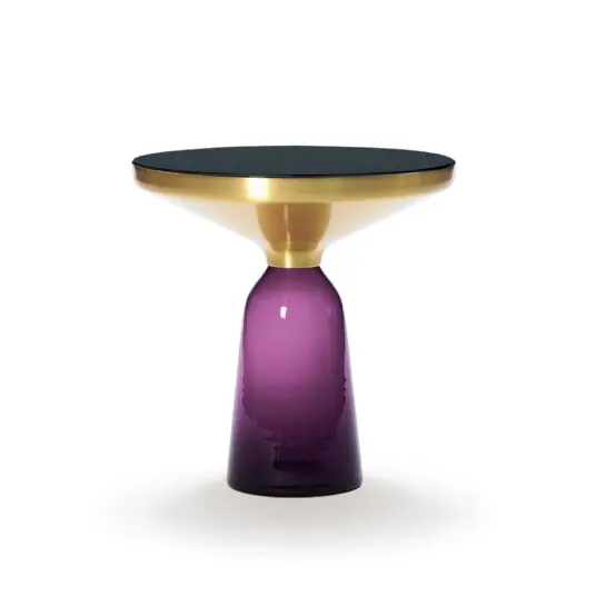 ClassiCon Bell Side Table mit mundgeblasenem Glasfuß und Messingplatte