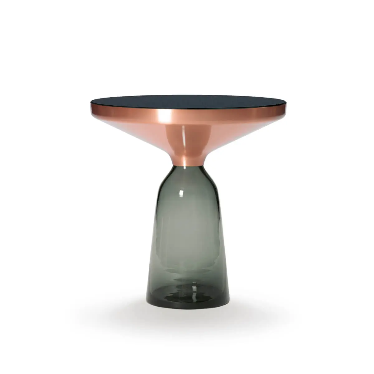 ClassiCon Bell Side Table mit mundgeblasenem Glasfuß und Kupferaufsatz