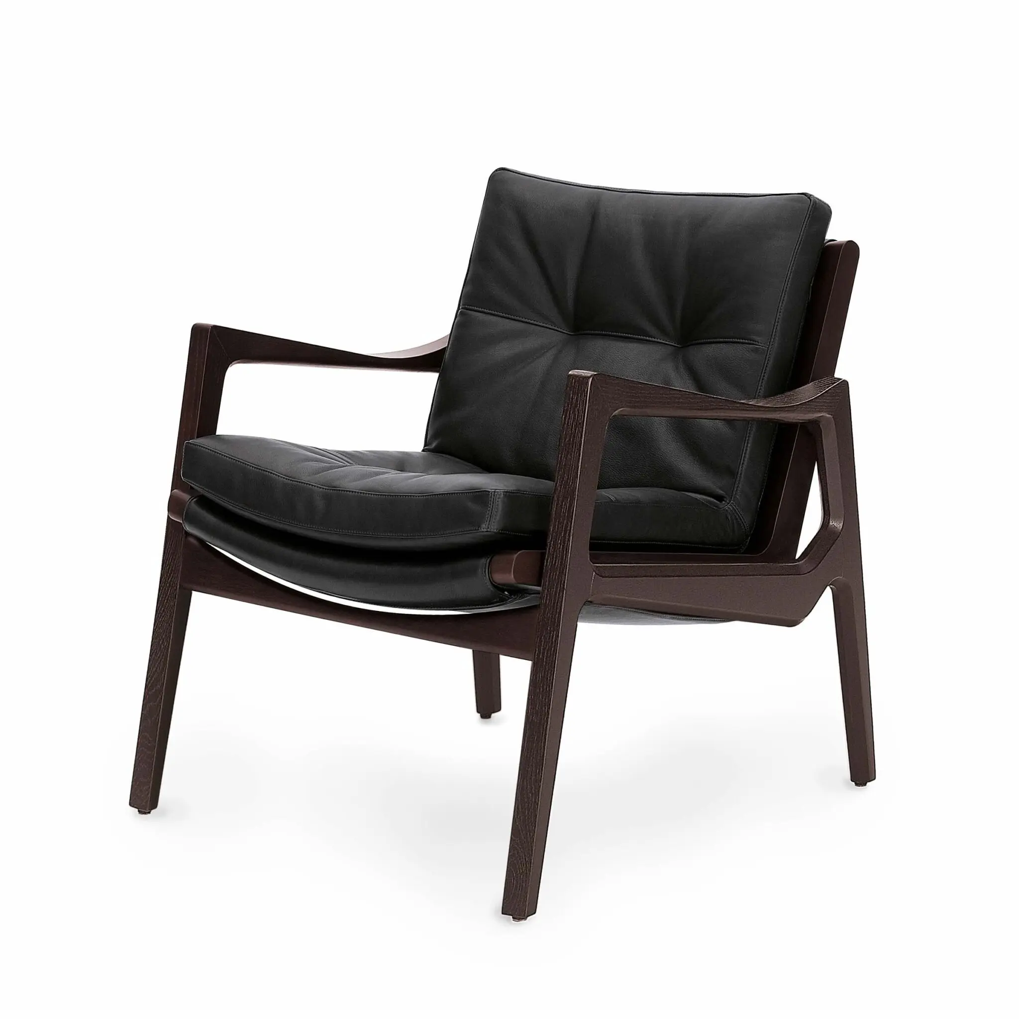 Euvira Lounge Chair - Design-Stuhl aus Eiche oder Esche Bezug aus Leder.