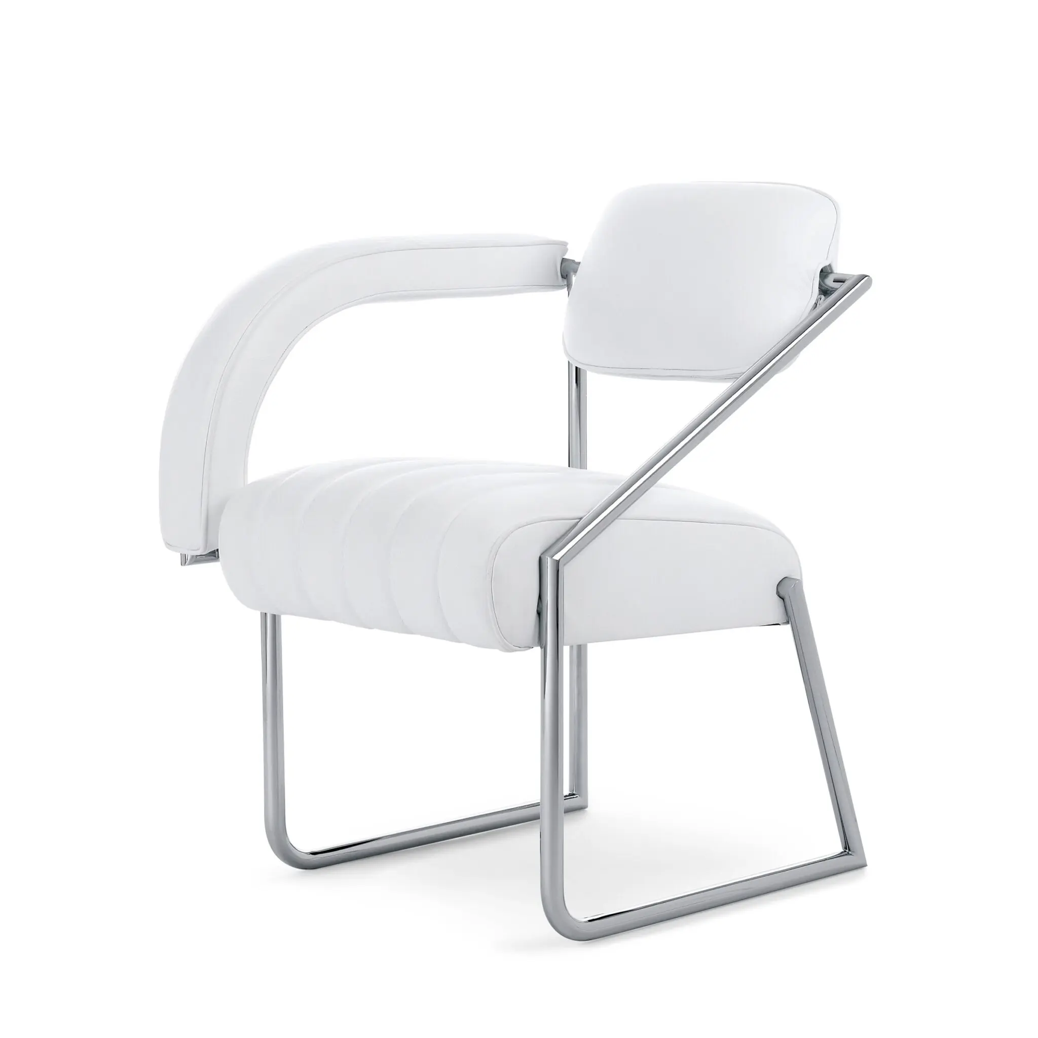 Non Conformist Armchair aus Leder und Kunststoffgleiter in Weiß.