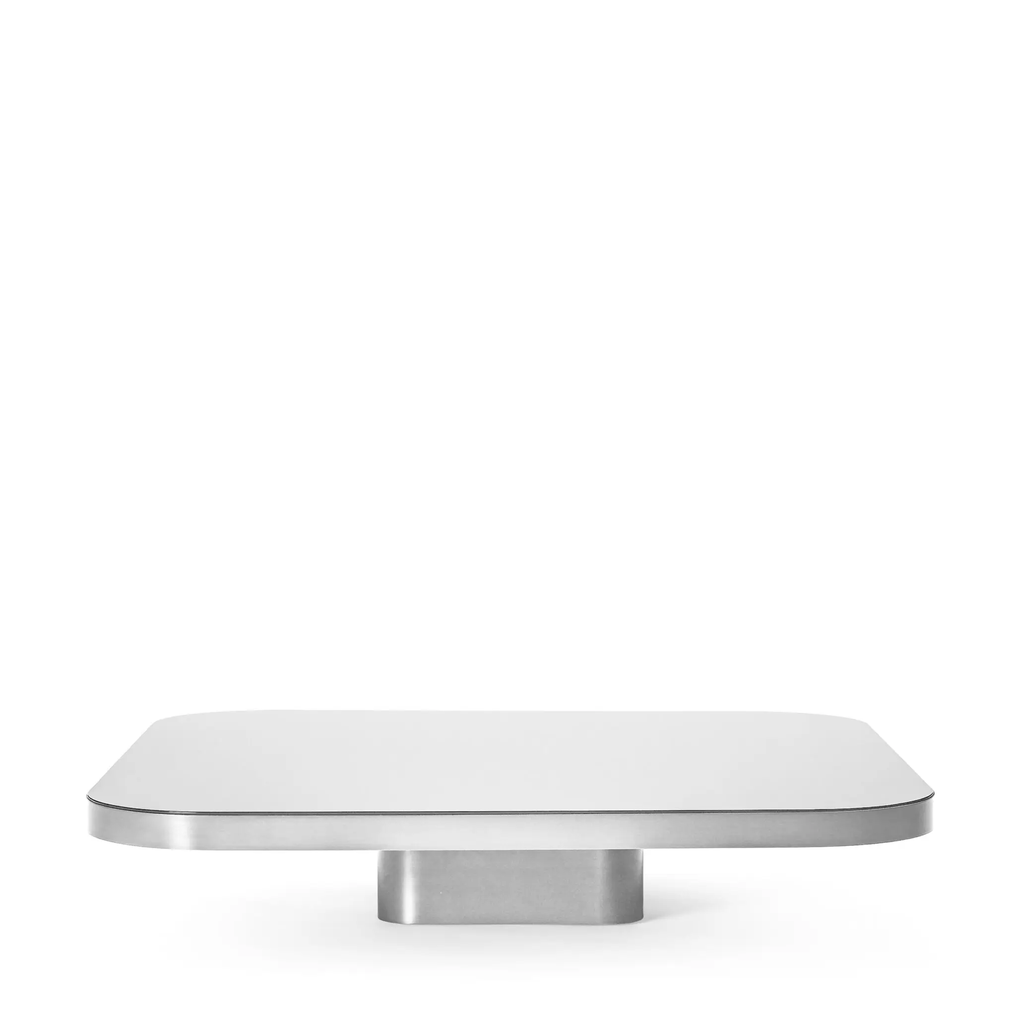 ClassiCon Bow Coffee Table No. 4 von Guilherme Torres – skulpturaler Couchtisch mit Metallkorpus und schwebender Tischplatte aus Glas oder Marmor, moderne Designvariante.