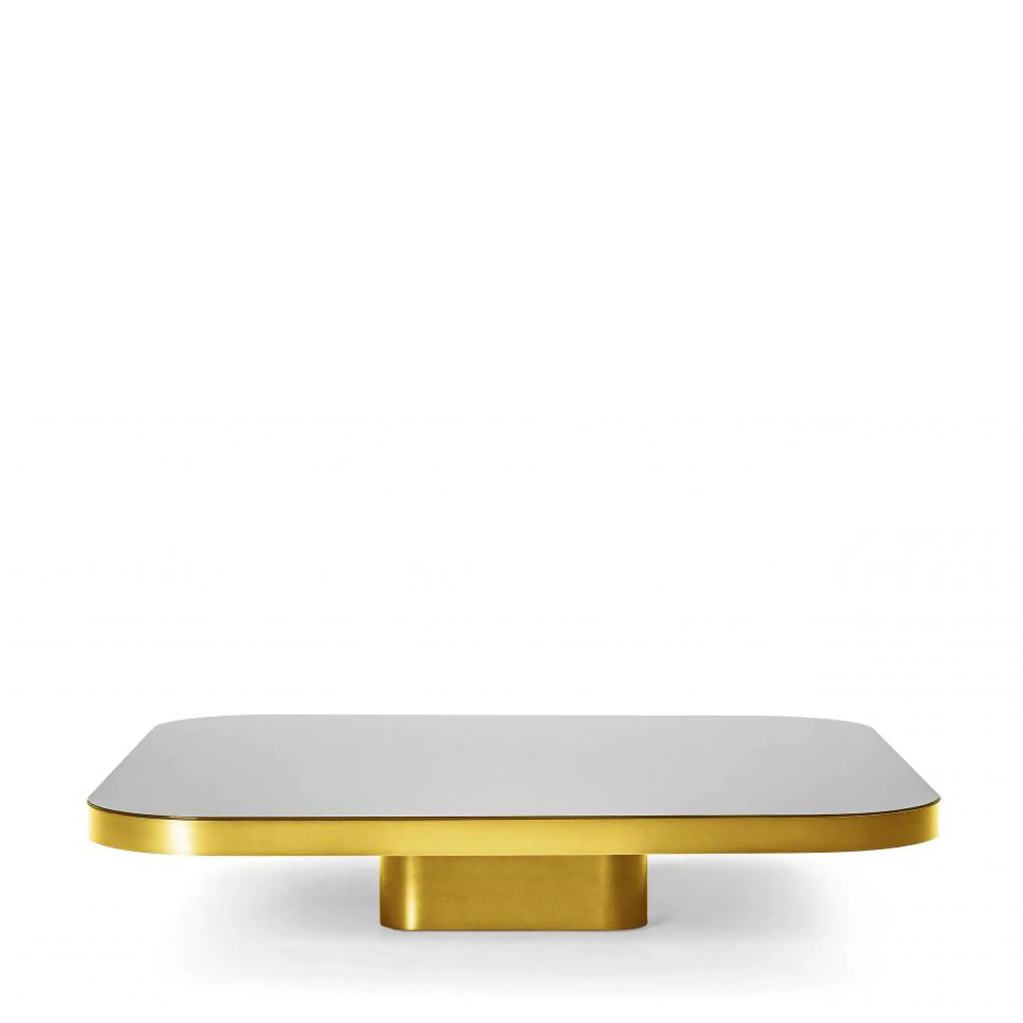 ClassiCon Bow Coffee Table No. 4 von Guilherme Torres – skulpturaler Couchtisch mit Metallkorpus und schwebender Tischplatte aus Glas oder Marmor, moderne Designvariante.