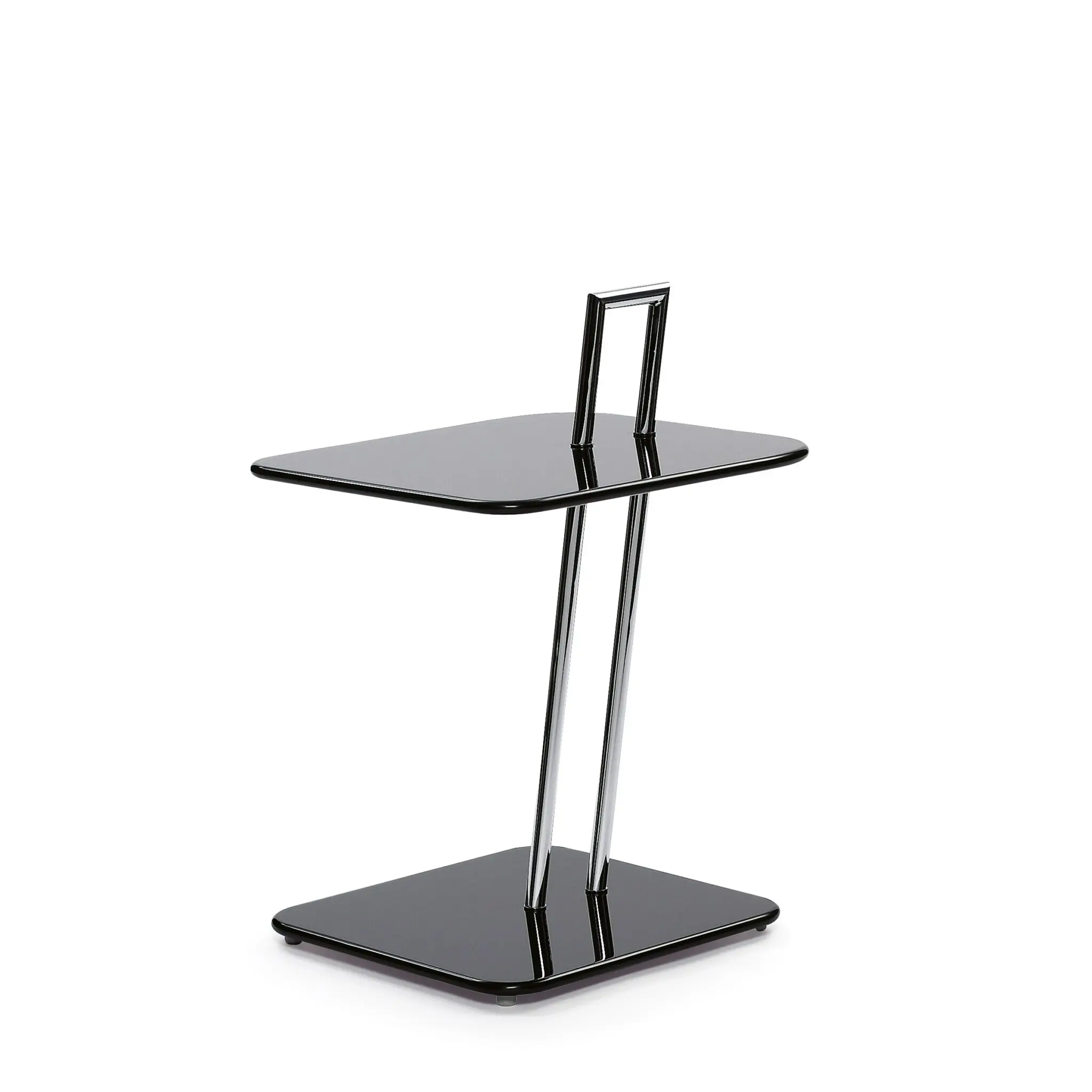 Occasional Table Design-Beistelltisch von Eileen Gray mit verchromtem Stahlrohrgestell und hochglanzlackierter Tischplatte in verschiedenen Farben.